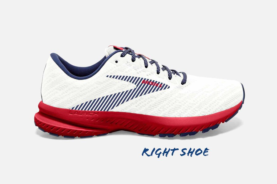 Brooks Launch 7 UK - Brooks Mens Road Running Shoes White/Blue/Red ...
